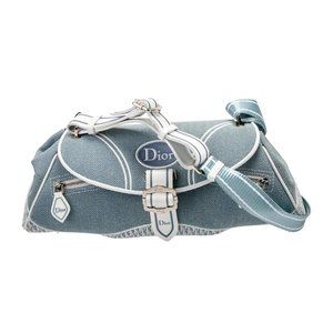 Dior Light Blue Canvas Vintage Shoulder Bag